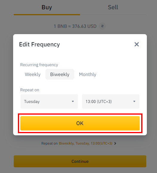 Step 4: Create an order or buy BNB at the current price